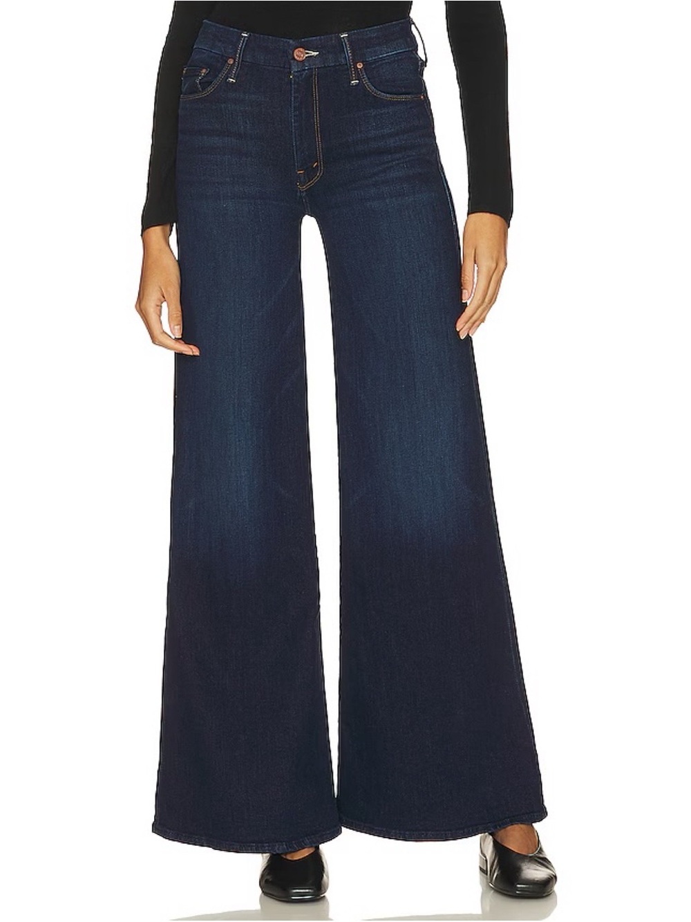 MOTHER The Tomcat Roller Wide-Leg Jeans Off Limits Dark Blue 30